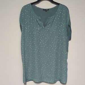 Papermoon Green Relaxed Blouse with V-Neck